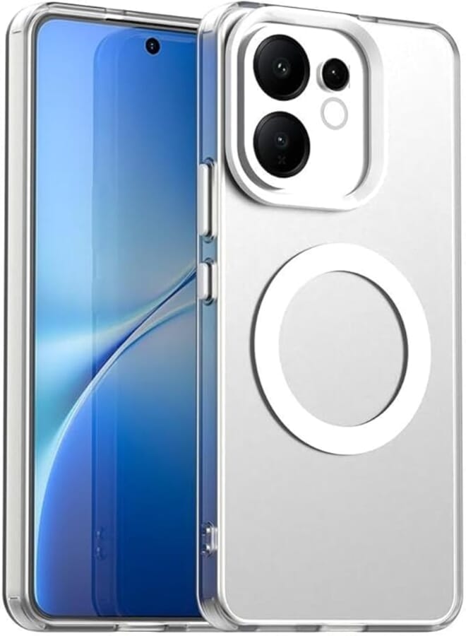 fascination magnetic phone case cover compatible with Vivo V60 5G Candy PC Hybrid TPU Shockproof Phone Case for Vivo V60 5G (White)